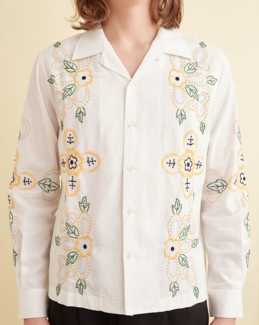 BODE New York Embroidered Buttercup Long Sleeve Shirt | Shirts