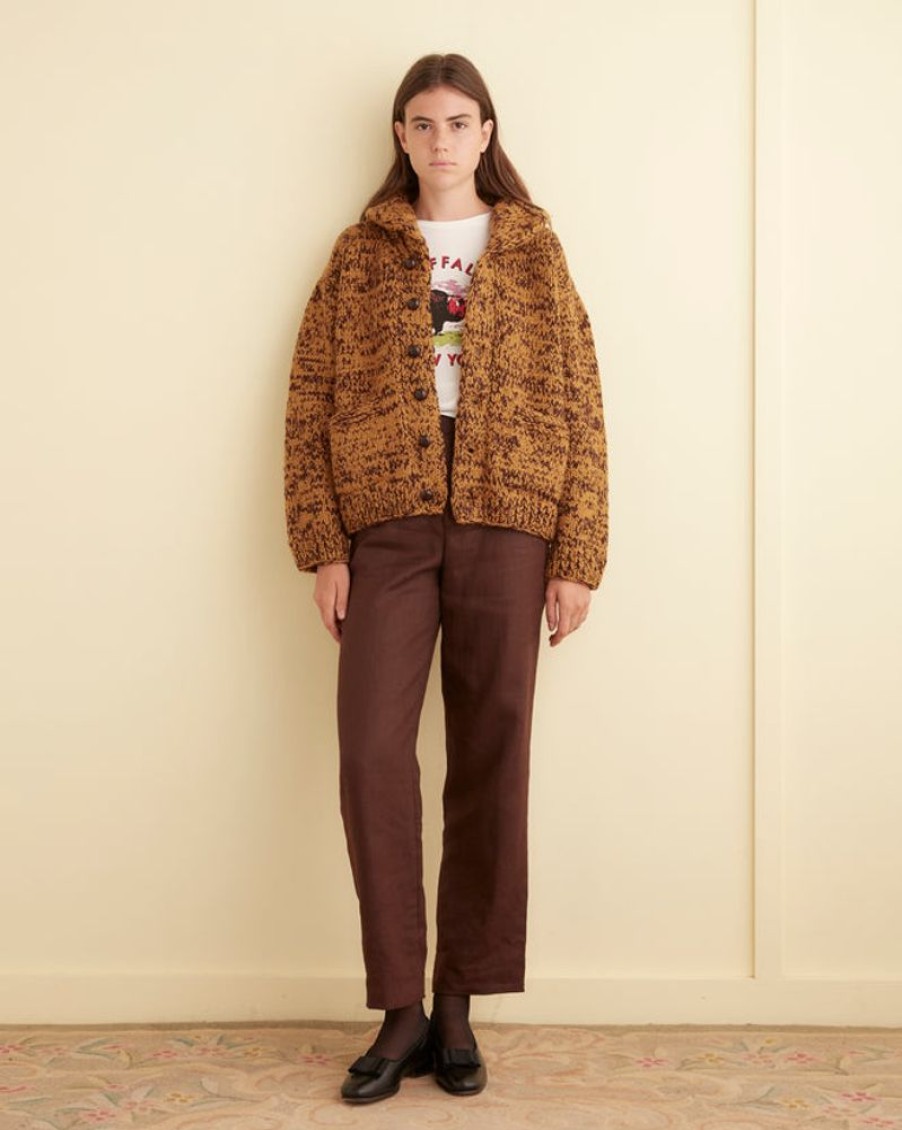 BODE New York Gluckow Cardigan - Brown/Yellow | Knitwear