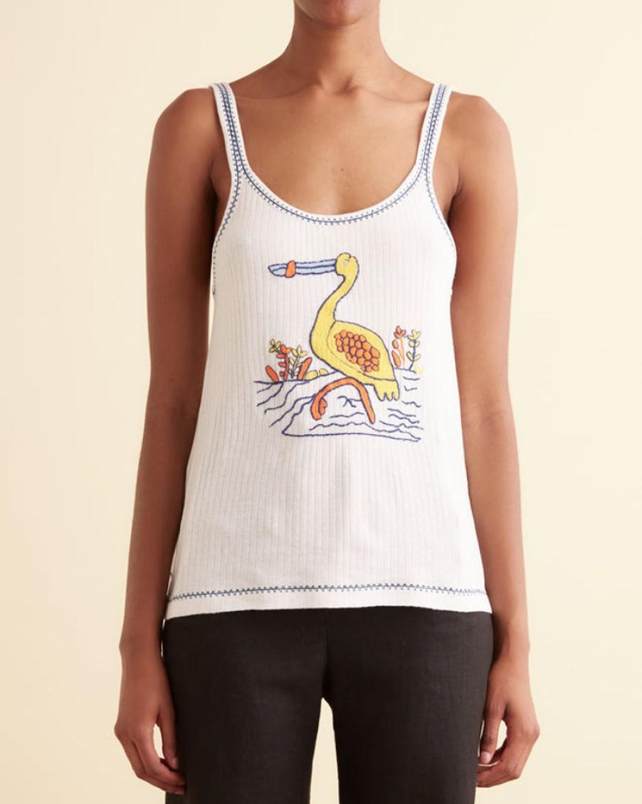 BODE New York Embroidered Heron Tank | Cut And Sew